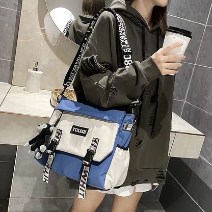 Men’s Large Capacity Messenger Bag – Fashion Canvas Nylon Crossbody Shoulder Bag for Casual & Student Use