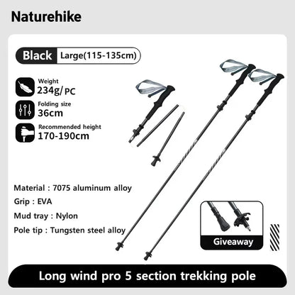 Naturehike Lightweight Trekking Poles – Carbon Fiber & Aluminum Alloy Folding Walking Sticks for Hiking & Climbing