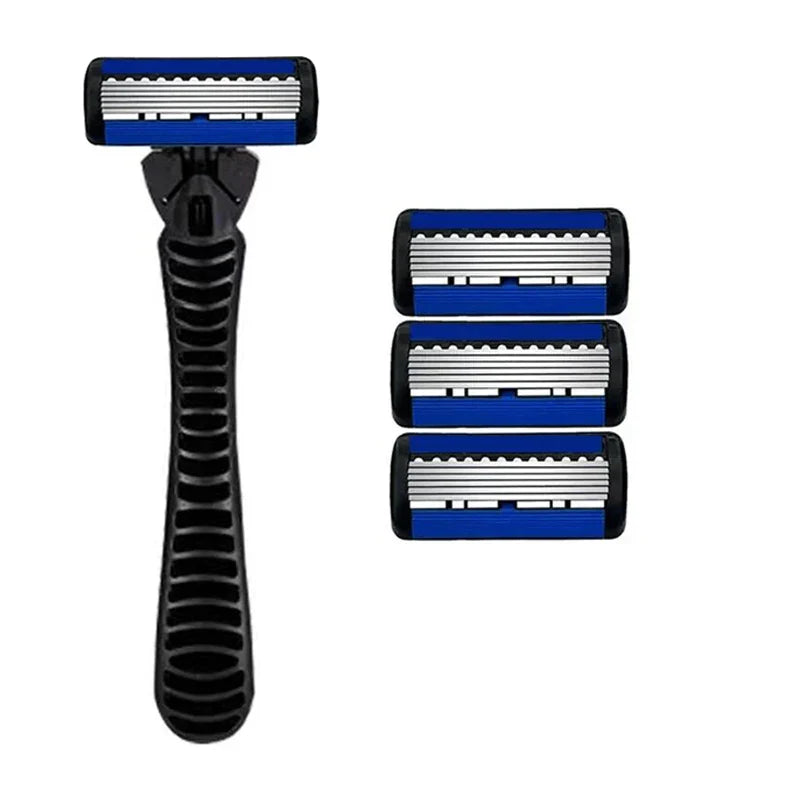 6-Layer Manual Safety Razor – Stainless Steel Double Edge Blade Shaver for Beard & Moustache Grooming