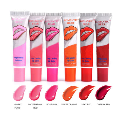 6 Color Peel-Off Lip Gloss Lipstick – Waterproof Long-Lasting Shine Lip Tint Set