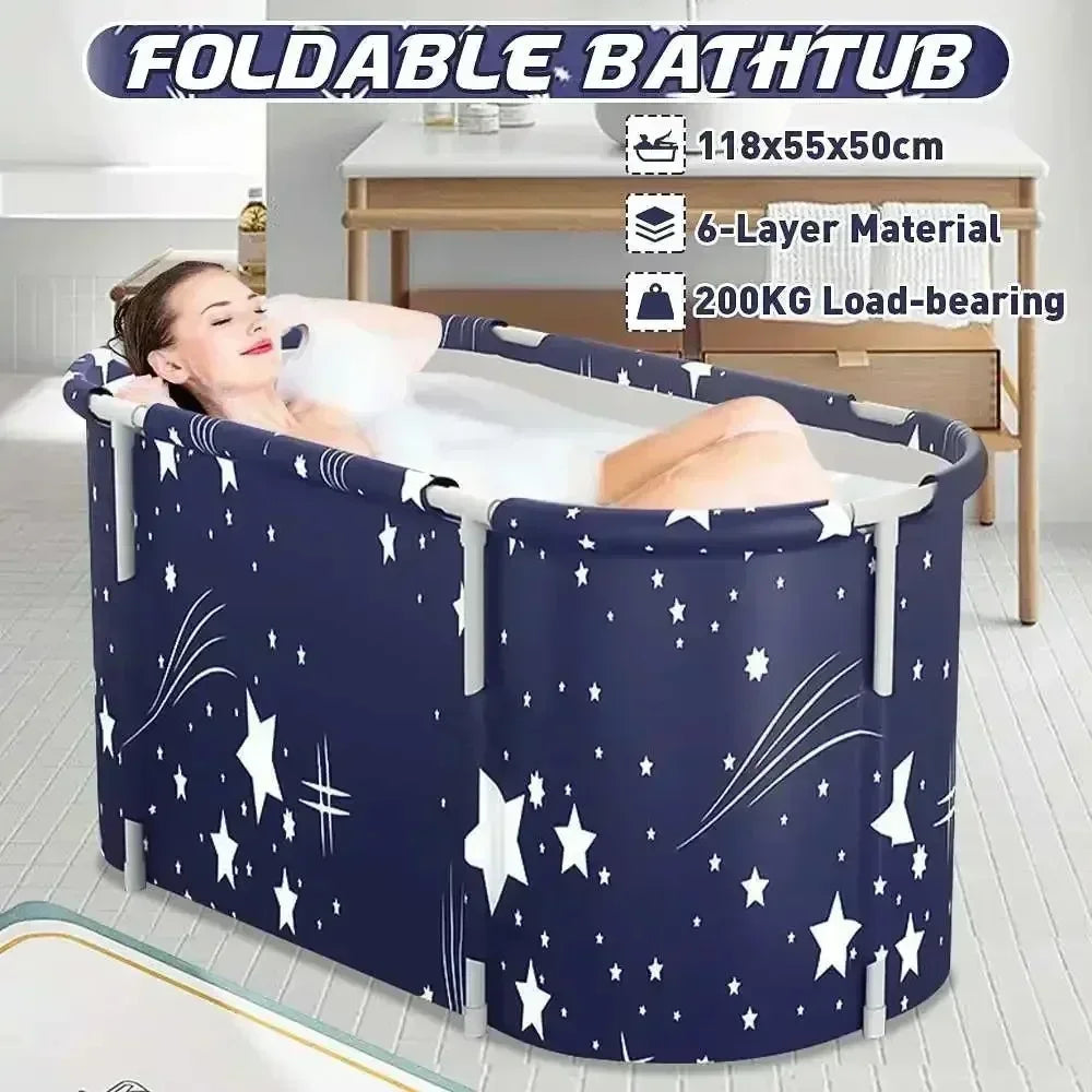 Folding Portable Adult Bath Tub – Thickened Insulated Round SPA Soaking Bucket for Home Bathroom