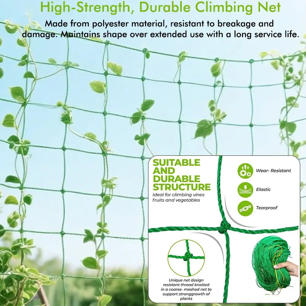 Heavy Duty Garden Nylon Climbing Net – Polyester Vine Support Mesh for Cucumbers, Tomatoes & Grapes