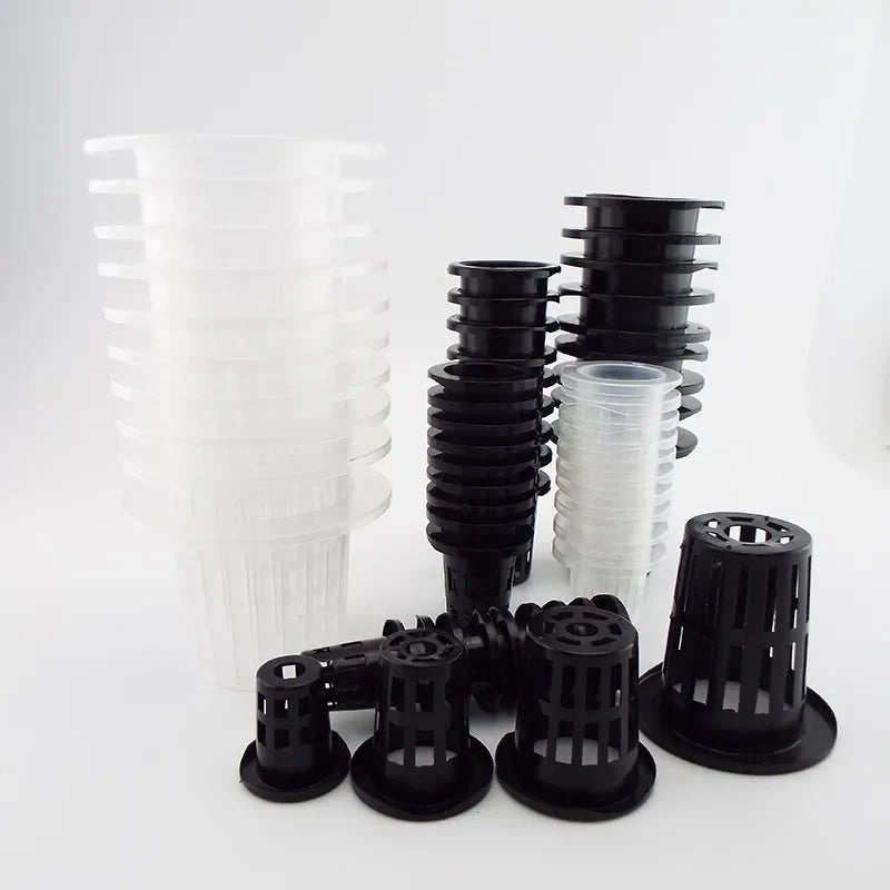 50pcs Hydroponic Mesh Net Baskets — Soilless Plant Nursery Cups for Veggie & Clone Growth
