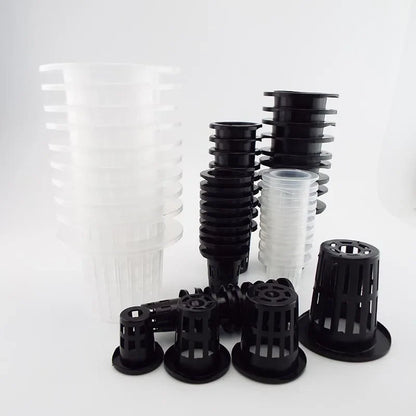 50pcs Hydroponic Mesh Net Baskets — Soilless Plant Nursery Cups for Veggie & Clone Growth