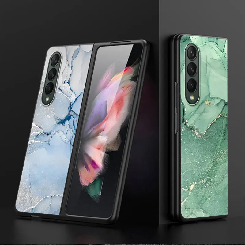 Granite Marble Shockproof Case for Samsung Galaxy Z Fold 3/4/5/6 5G – Protective Cover Funda