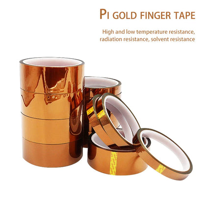 30m Gold Finger High-Temp Polyimide Tape – Anti-Static PET Insulation Tape for Lithium Batteries, Multi-Size Options
