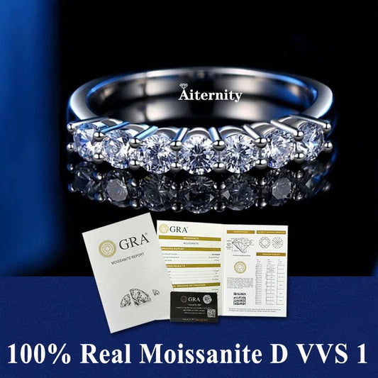 100% Pass Diamond Tester Pen & Moissanite Ring – Matching 925 Sterling Silver Wedding Band for Women