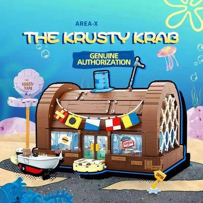 SpongeBob Krusty Krab Building Blocks - Creative Restaurant Scene Model Bricks Desktop Decor & Holiday Gift