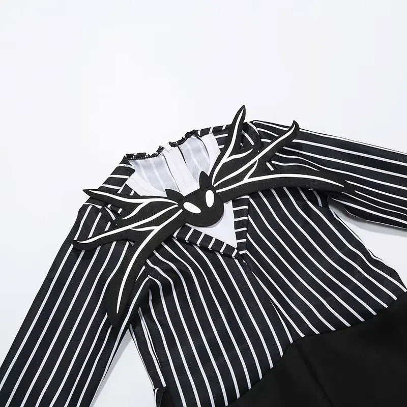 Jack Skellington Costume for Kids - Striped Halloween Cosplay Dress-Up Set