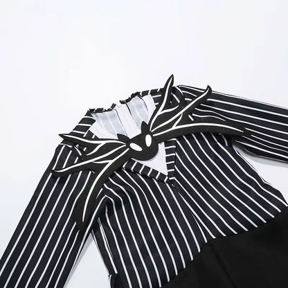 Jack Skellington Costume for Kids - Striped Halloween Cosplay Dress-Up Set