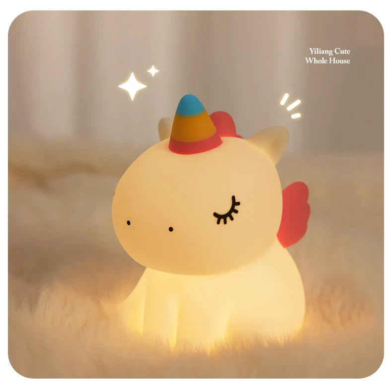 LED Silicone Rabbit Night Light – Touch Sensor Cute Animal Lamp, Bedroom & Kids Table Lamp, Home Decor Gift for Baby and Child