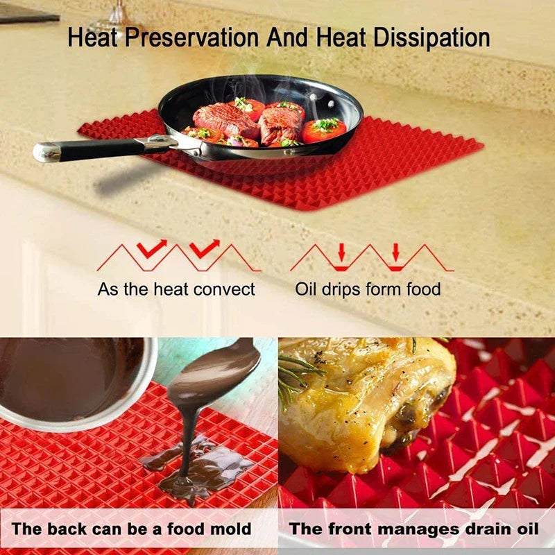 Silicone Cooking Mat – Heat-Resistant Pyramid Baking Sheet for Pizza, BBQ, Grilling & Roasting