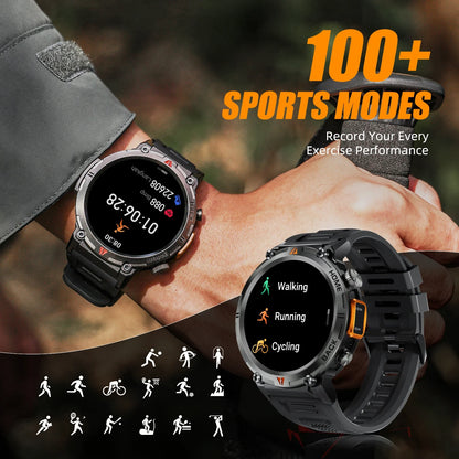 EIGIIS KE3 Smartwatch for Men – 3ATM Waterproof, Bluetooth Call, Health Monitor, Flashlight, 100+ Sports Modes