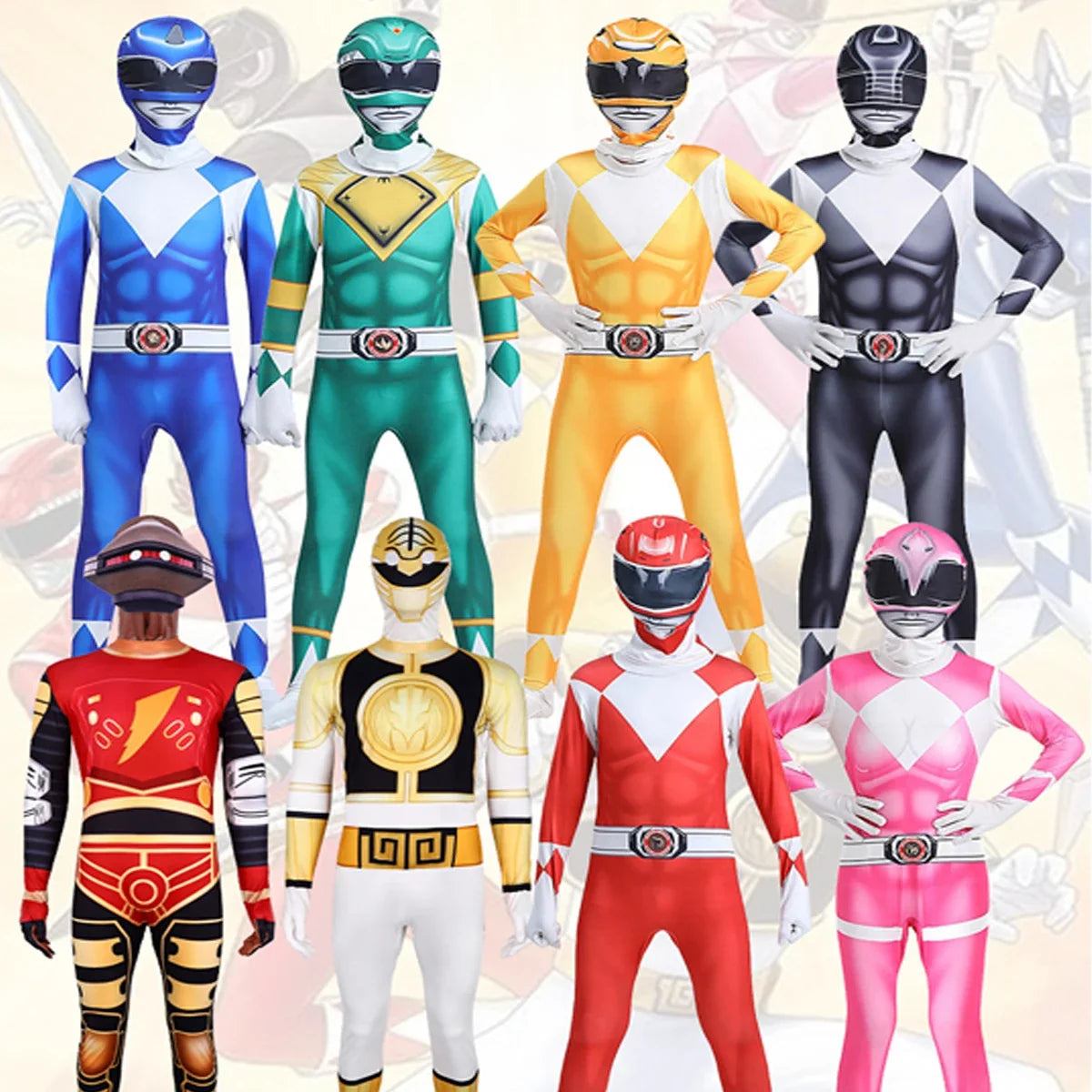 Samurai Ranger Cosplay Costume Set - Superhero Jumpsuit & Mask for Halloween and Birthday Parties