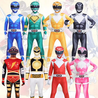 Samurai Ranger Cosplay Costume Set - Superhero Jumpsuit & Mask for Halloween and Birthday Parties
