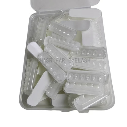 50PCS Eyelash Extension Glue Tray Wells – Self-Adhering Lash Fan Maker, Private Label Available