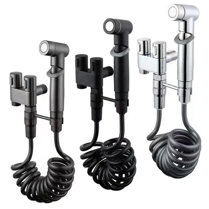 Stainless Steel Handheld Bidet Sprayer – Hygienic Toilet Faucet with Shower Head & Double Outlet Design