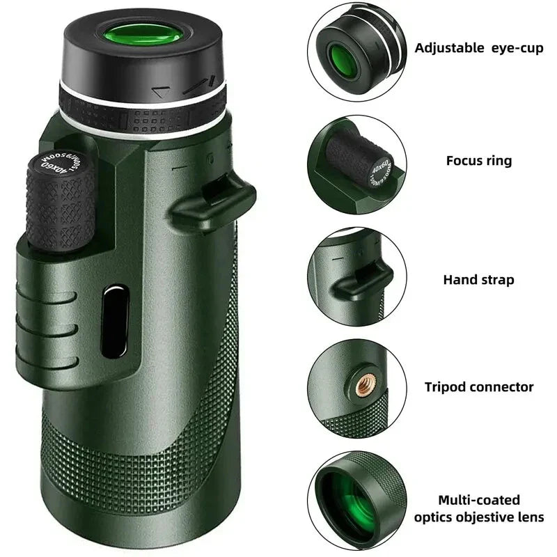 80x100 Portable HD Zoom Telescope | Folding Long-Distance Mini Telescope for Hunting, Camping & Travel