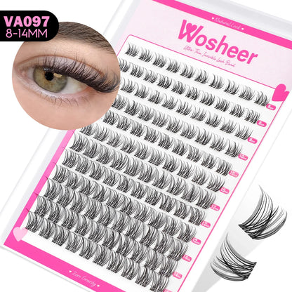 WOSHEER Manga Lash Clusters Kit – Clear Fairy Wet-Look Spiky Individual Anime Eyelashes