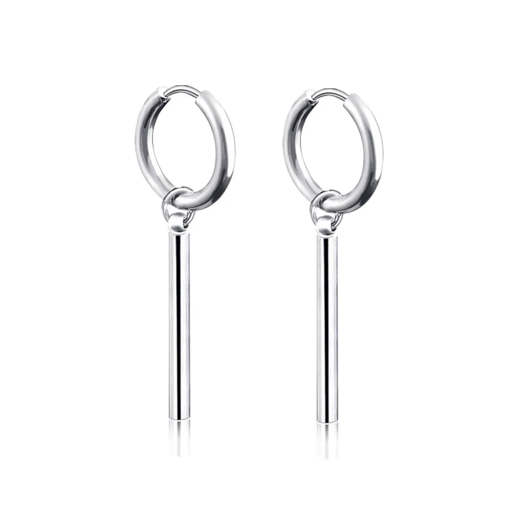 Long Hanging Cross & Leaf Hoop Earrings – Vintage Stainless Steel Hip Hop Unisex Jewelry Accessories