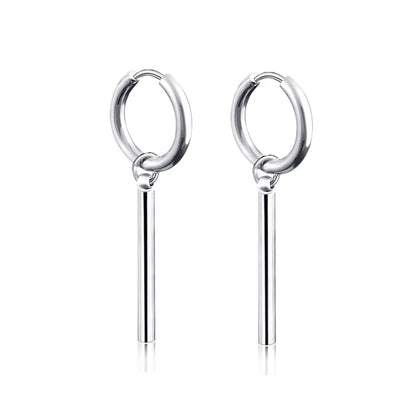 Long Hanging Cross & Leaf Hoop Earrings – Vintage Stainless Steel Hip Hop Unisex Jewelry Accessories
