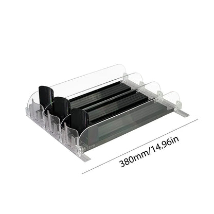 Canned Beverage Push Rack – Adjustable E-Shaped Drink Organizer & Dispenser for Kitchen & Fridge