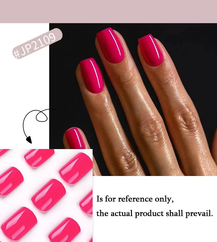 Solid Color Press-On False Nails Set – Square Shape Wearable Nail Art Tips with Glue, Fashion Manicure Accessories (Wholesale)