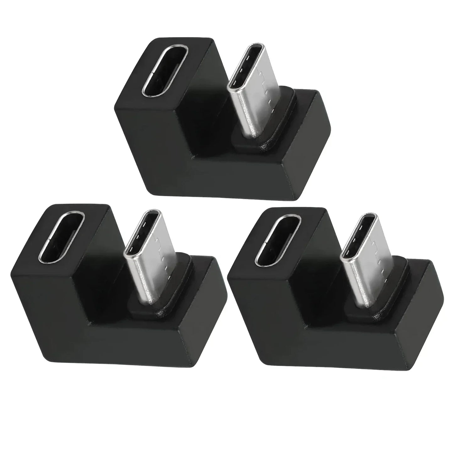 1-3PCS Type-C USB 3.1 10Gbps PD 60W Adapter – 180° U-Shape Male to Female Connector for Laptop, Phone & Tablet