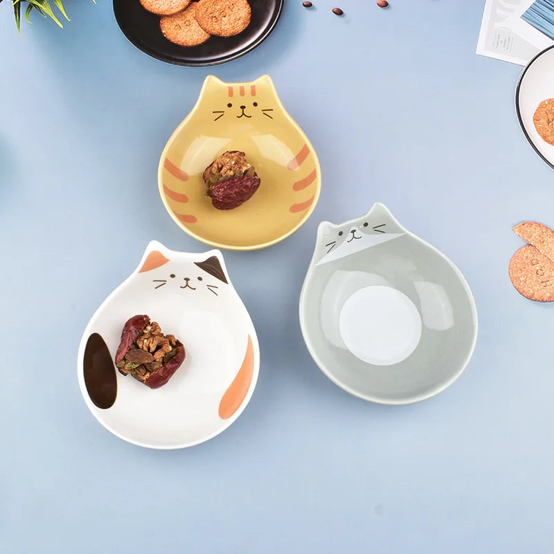Cartoon Cat Face Ceramic Bowl — Cat-Shaped Salad, Dessert, and Rice Bowl for Kids, Home Kitchen Tableware