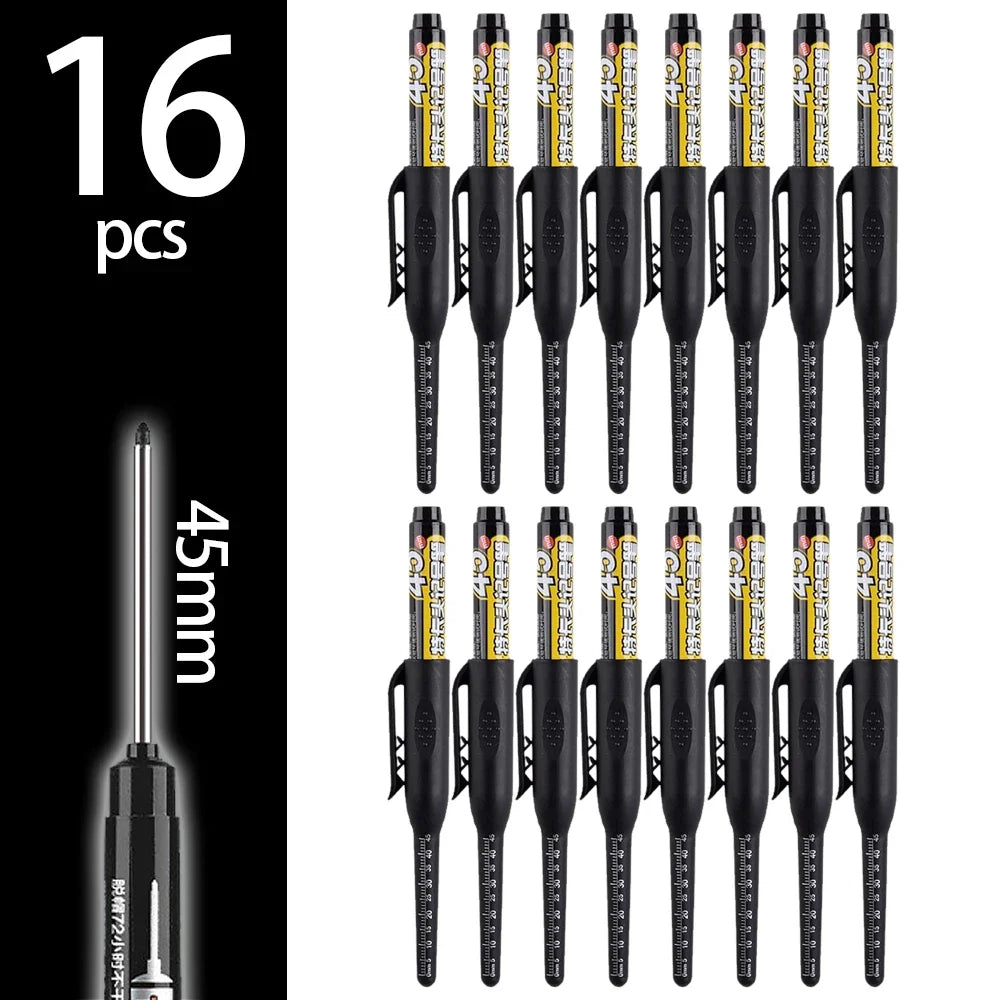 45mm Deep-Hole Carpenter Marker Pen - Long-Nib Woodworking Marking Pen for Measuring & Construction