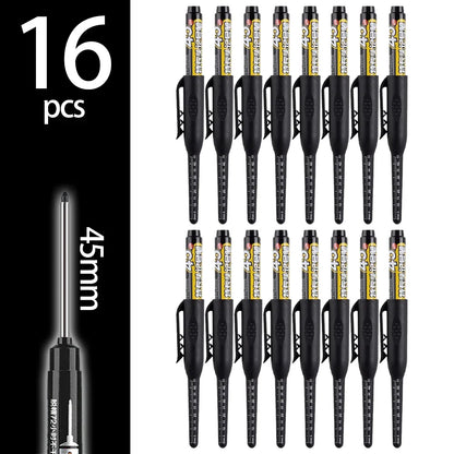 45mm Deep-Hole Carpenter Marker Pen - Long-Nib Woodworking Marking Pen for Measuring & Construction