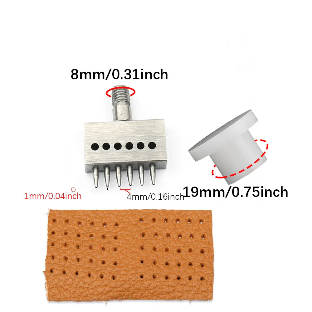 M8 Thread Dies Leather Hole Punch Set – 4/5/6/8mm Round Stitching & Perforated Cut Tools for Hand Press