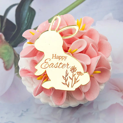 10pcs Acrylic Happy Easter Cupcake Toppers - Cake Decorations for a Joyful Celebration
