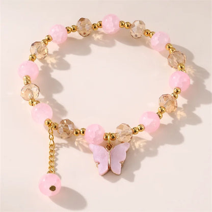 IFYOUOO Gorgeous Beaded Bracelet with Butterfly Pendant – Trendy Glass Beads, Dainty BFF Wrist Jewelry for Women