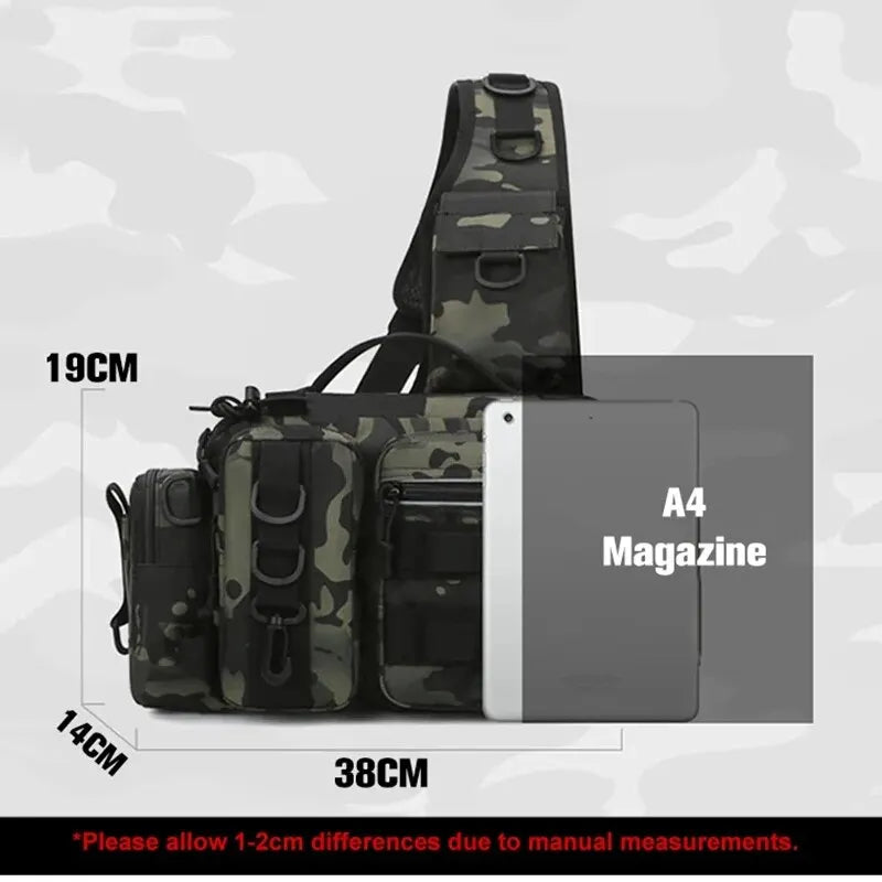 Fishing Tackle Backpack: Gear Storage Bag with Rod Holder, Fanny Pack Design for Men - Fly Fishing Sling Shoulder Bag