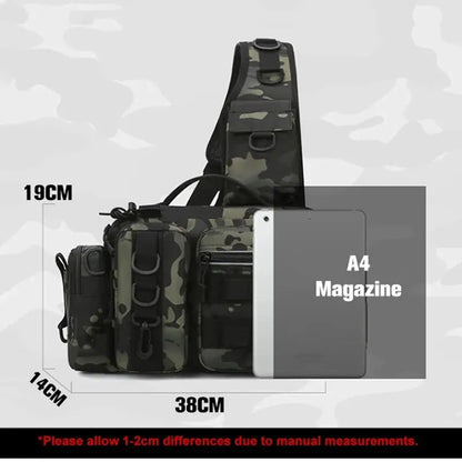 Fishing Tackle Backpack: Gear Storage Bag with Rod Holder, Fanny Pack Design for Men - Fly Fishing Sling Shoulder Bag