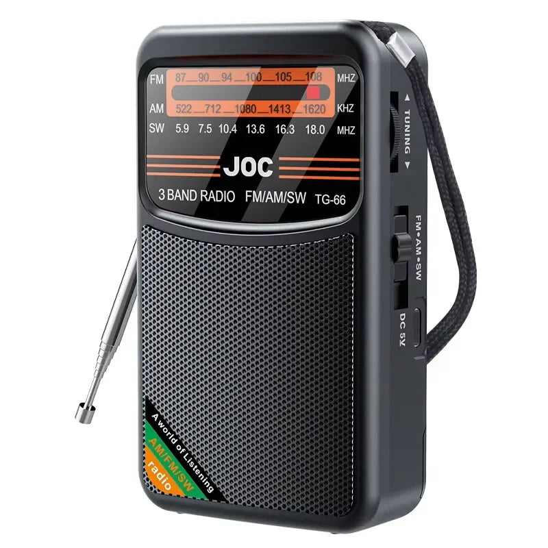 Portable AM/FM/SW Pocket Radio — Mini Receiver with Rechargeable Battery, Good Reception & Wired Earphone Support