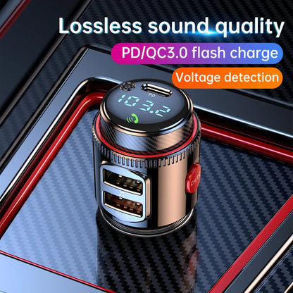 VR Robot PD30W+QC 3.0 Bluetooth 5.4 Car FM Transmitter – Wireless MP3 Player Handsfree Adapter with USB Fast Charging & U Disk Support