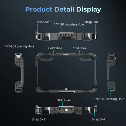 SmallRig Monitor Cage Kit for Atomos Shinobi II – Protective Cage with Sunhood, USB-C Cable Clamp & Screen Protector for Professional Camera Monitor Rig (Model 5030)