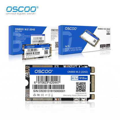 OSCOO M.2 SATA3.0 SSD — 2242mm NGFF 128GB-2TB Internal Solid State Drive with 3D TLC NAND Flash