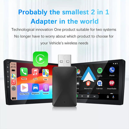 2024 2 in 1 Smart Dongle Wireless CarPlay & Android Auto Adapter – 5G WiFi for iPhone and Android, Compatible with Volvo, Benz, MG, Kia, Chery, VW