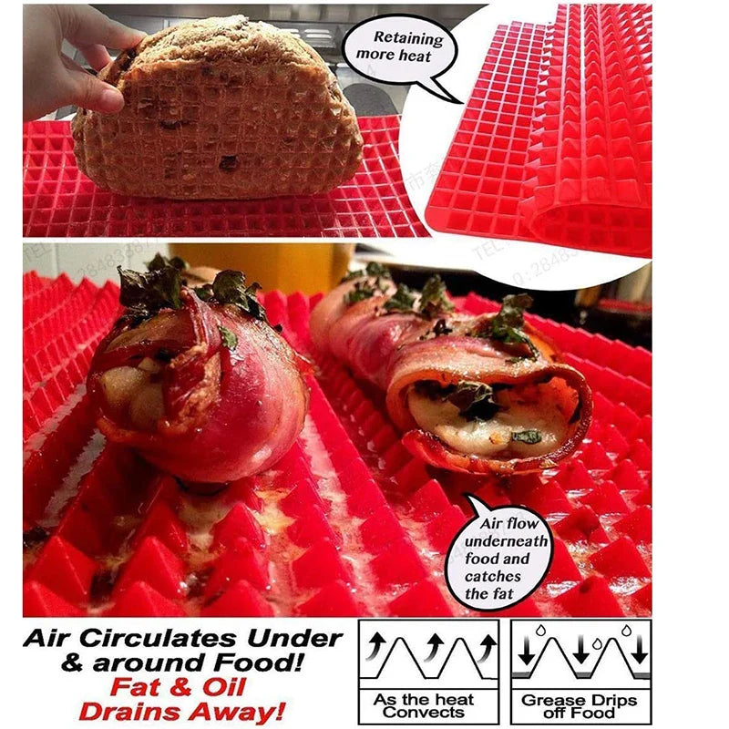 Silicone Cooking Mat – Heat-Resistant Pyramid Baking Sheet for Pizza, BBQ, Grilling & Roasting
