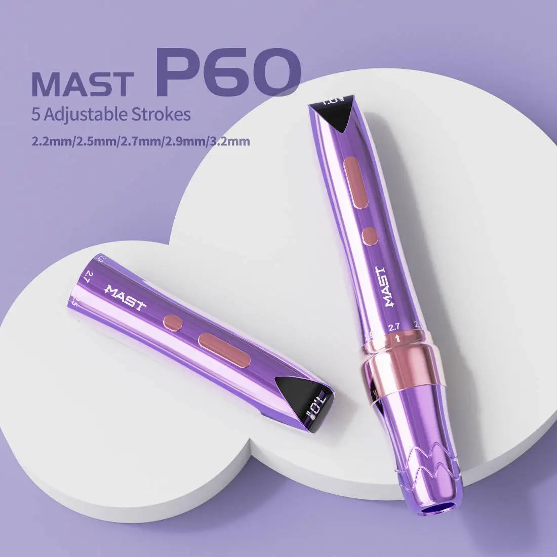Mast P60 Wireless Tattoo Pen – Permanent Makeup Kit with 2 Batteries & 5 Adjustable Strokes for Eyebrows, Eyeliner & Lips