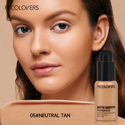PECOLOVERS Matte Liquid Foundation – Oil-Control, Waterproof Full Coverage Concealer for All Skin Tones