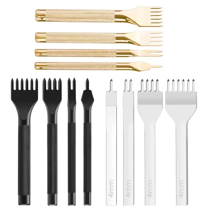 Fenrry Leather Spacing Punch Set – 3/4/5/6mm Lacing & Stitching Hole Punch Tools with 1/2/4/6 Prongs for DIY Leathercraft