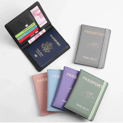 RFID Leather Passport Wallet - Vintage Multi-Function Travel Holder for Men & Women ID Bank Cards Business Accessories