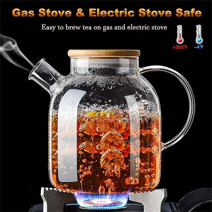 Large Capacity Heat-Resistant Glass Teapot Kettle for Hot & Iced Tea – 1L/1.8L