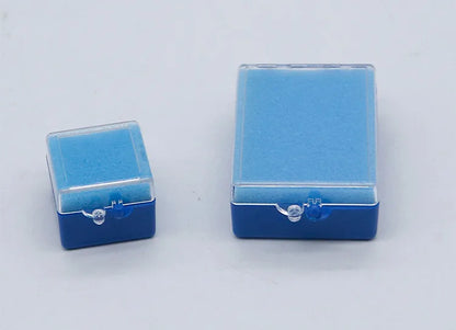 100PCS Dental Implant Storage Box – 1inch & 2inch Plastic Denture Box with Sponge, Blue, Black, White, for Dentistry & Laboratory
