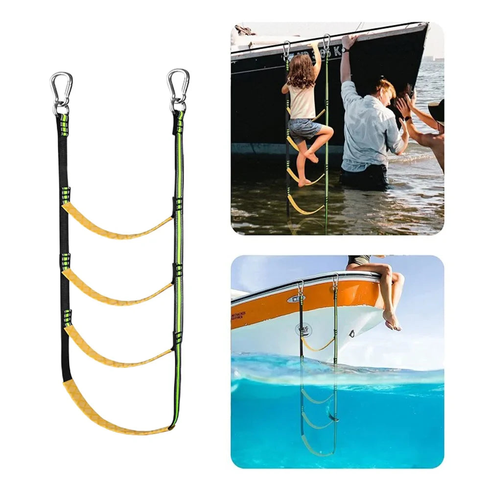 Portable Boat Ladder – Reusable Nylon Rope Ladder for Auxiliary Boarding, 3/4/5 Steps
