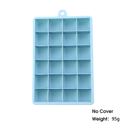 24-Hole Silicone Ice Tray — Square Mold for Ice, Food, Cheese, Jelly, with or without Lid